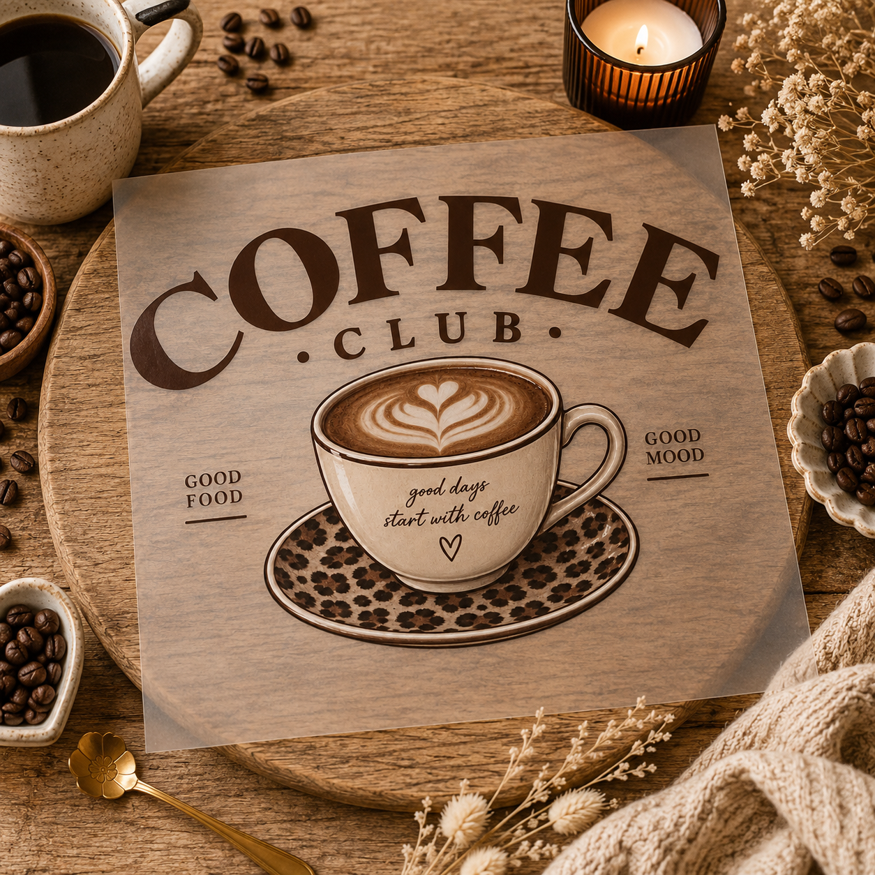 Bügelbild - coffee club