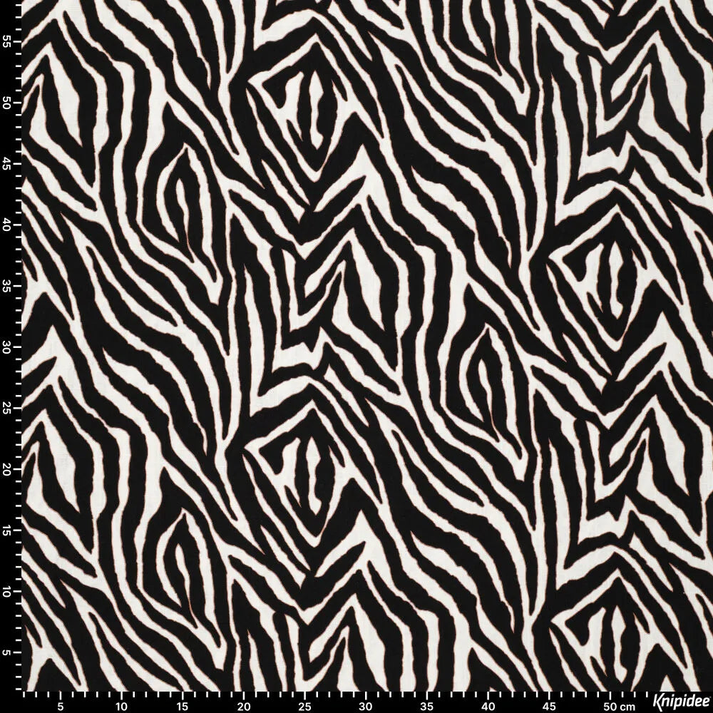 Viskose Leinen - Zebra Schwarz/Weiß/Braun (Reststück 1,40m)