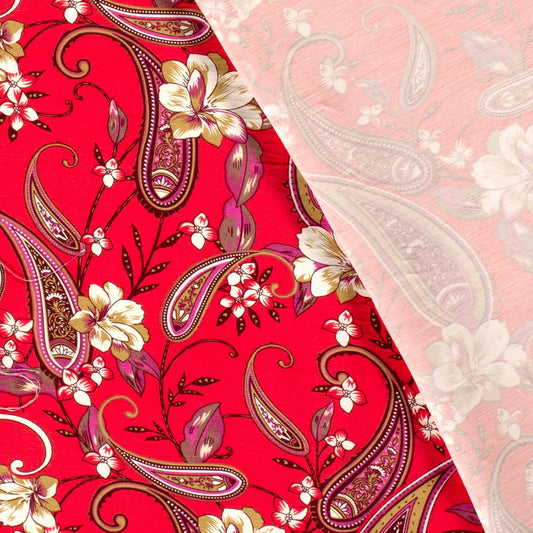 Viscose Twill- Paisley Dunkelrot