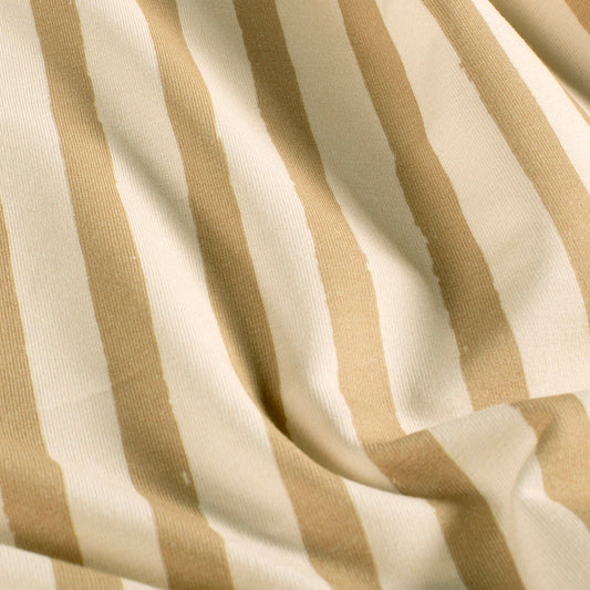 GOTS French Terry - Streifen Beige