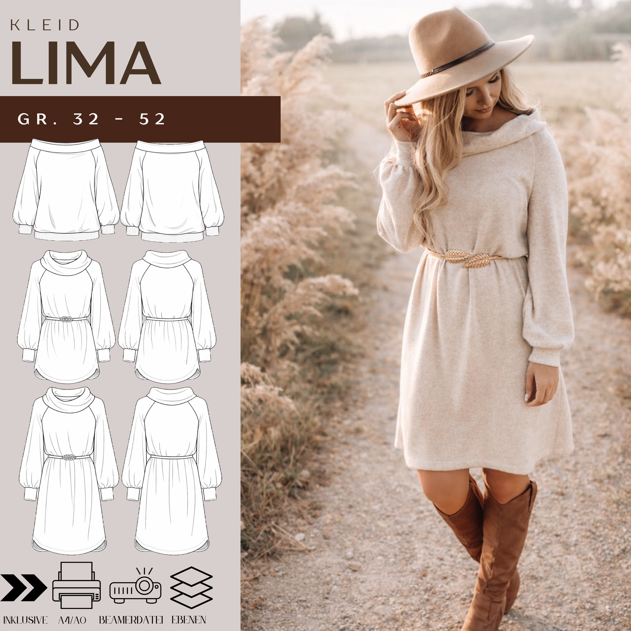 ebook Kleid Pullover, Lima, inkl. A0 und BEAMER Datei
