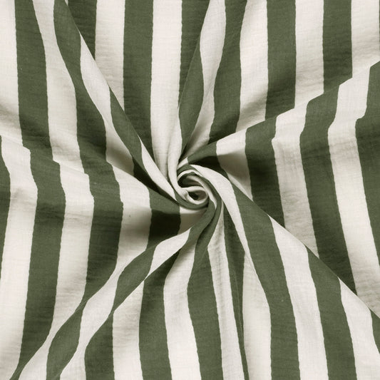 Musselin - Streifen Grün