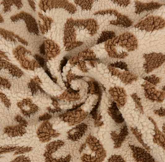 Teddy Stoff Leo | Beige | großes Muster