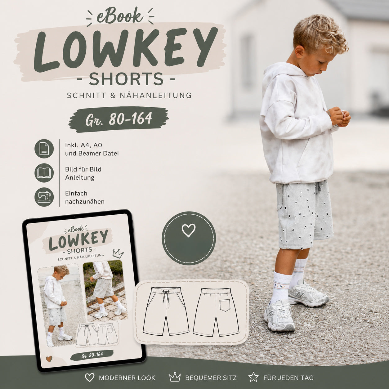 Shorts LOWKEY Gr. 80 - 164 inkl. Beamer Datei