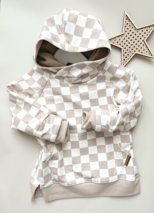 Vorbestellung - Bio French Terry - Checkerbord Beige Klein
