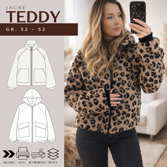 Jacke TEDDY Gr. 32 - 52  inkl. Beamer Datei