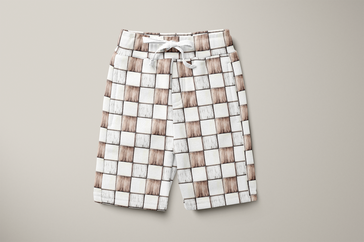 French Terry Schachbrettmuster Schwarz/Beige