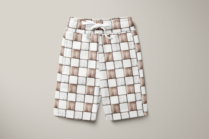 French Terry Schachbrettmuster Schwarz/Beige