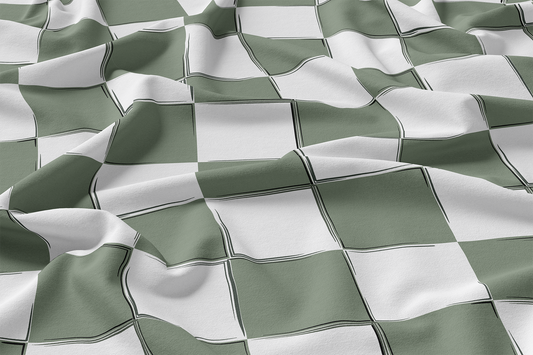 Vorbestellung - Bio French Terry - BIG Checkerboard Grün