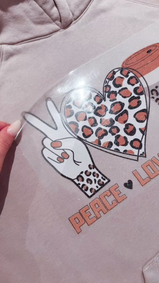 Glitzer Bügelbild - Peace Love Coffee